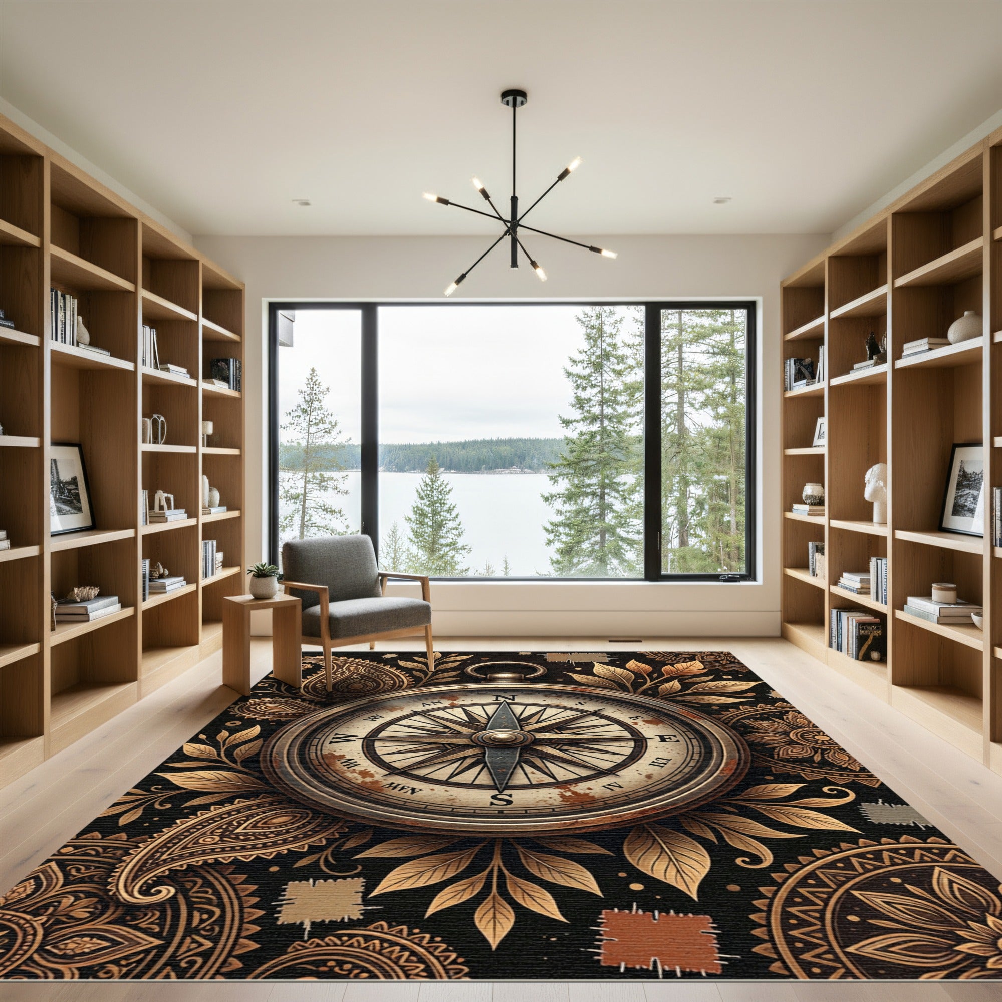 Golden Compass Paisley Floral Medallion Rug