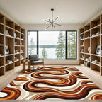 Abstract Amber Serpentine Wave Rug