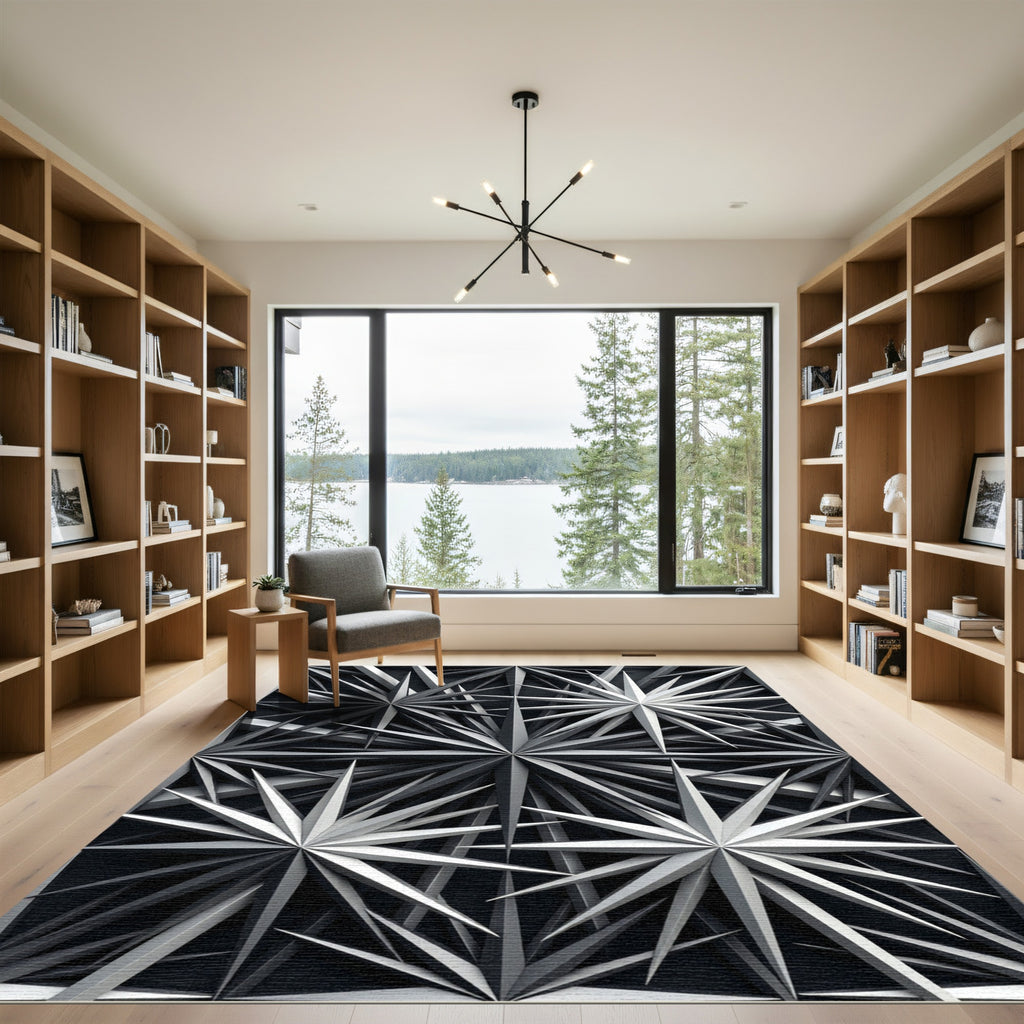 Monochromatic Geometric Star Burst Rug
