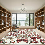 Blush Ribbon and Petal Floral Arrangement Rug