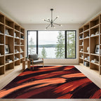 Abstract Burnt Orange Brushstroke Swirls Rug