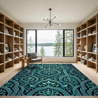 Turquoise Floral Archway Brocade Rug