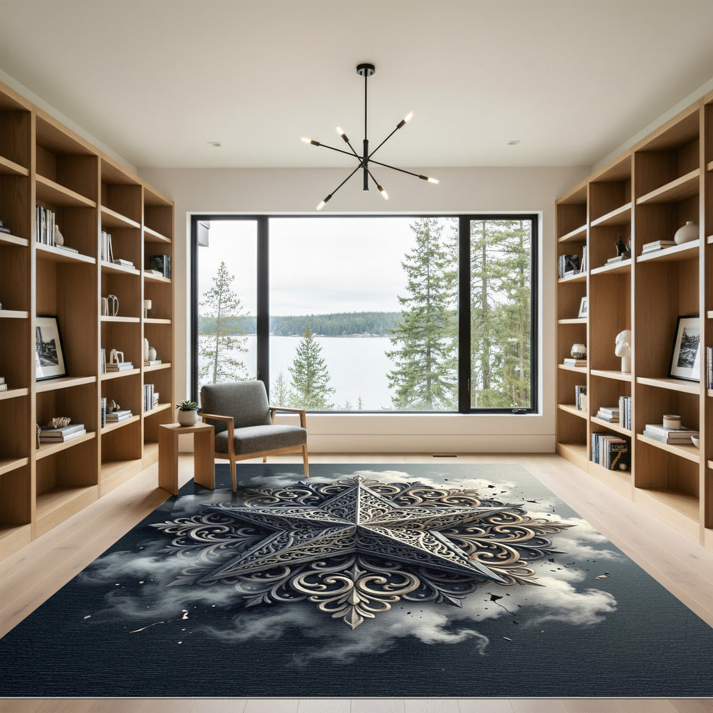Ornate Silver Filigree Star Rug