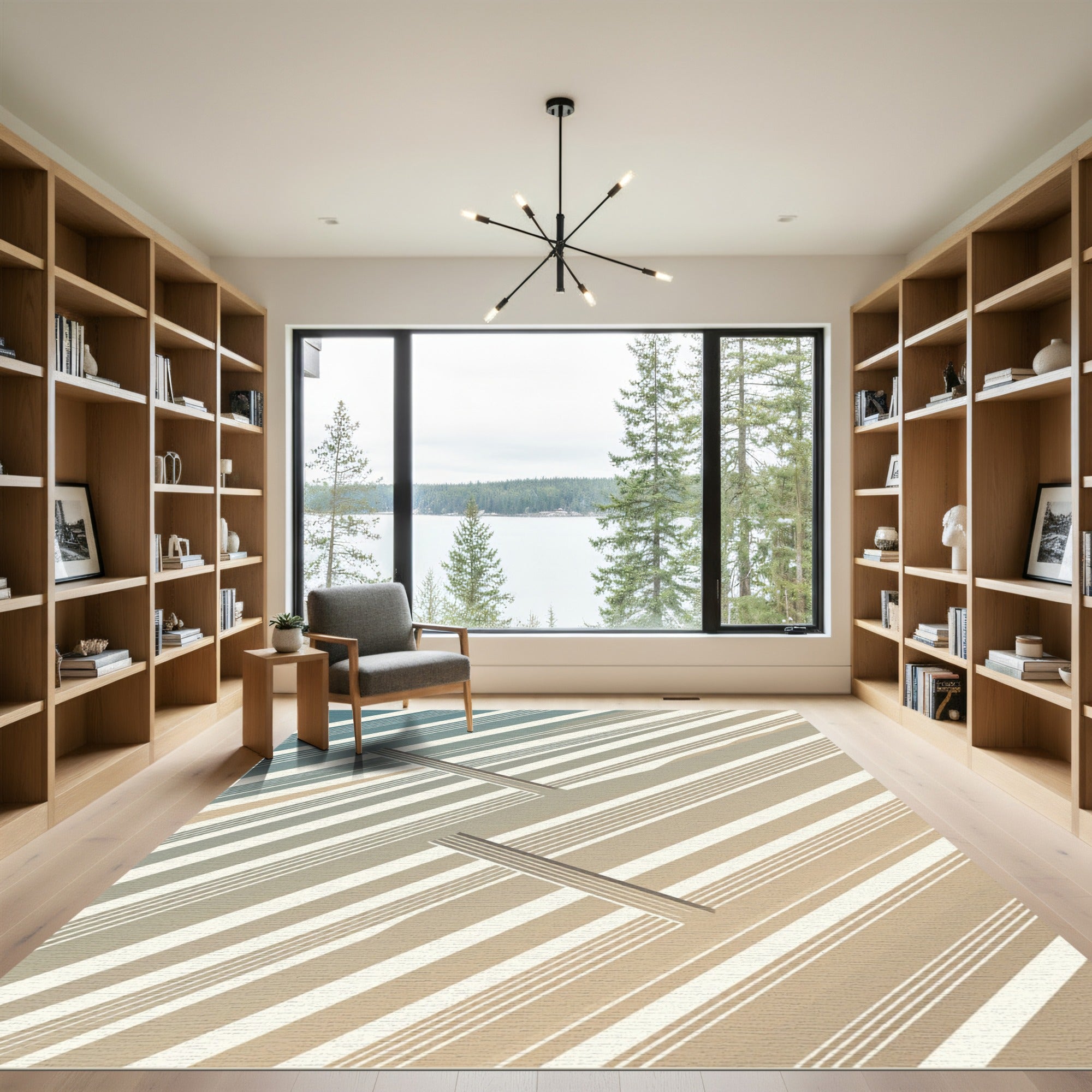 Modern Diagonal Stripe Earth Tone Rug