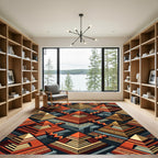 Geometric Terracotta Step Pyramid Mosaic Rug