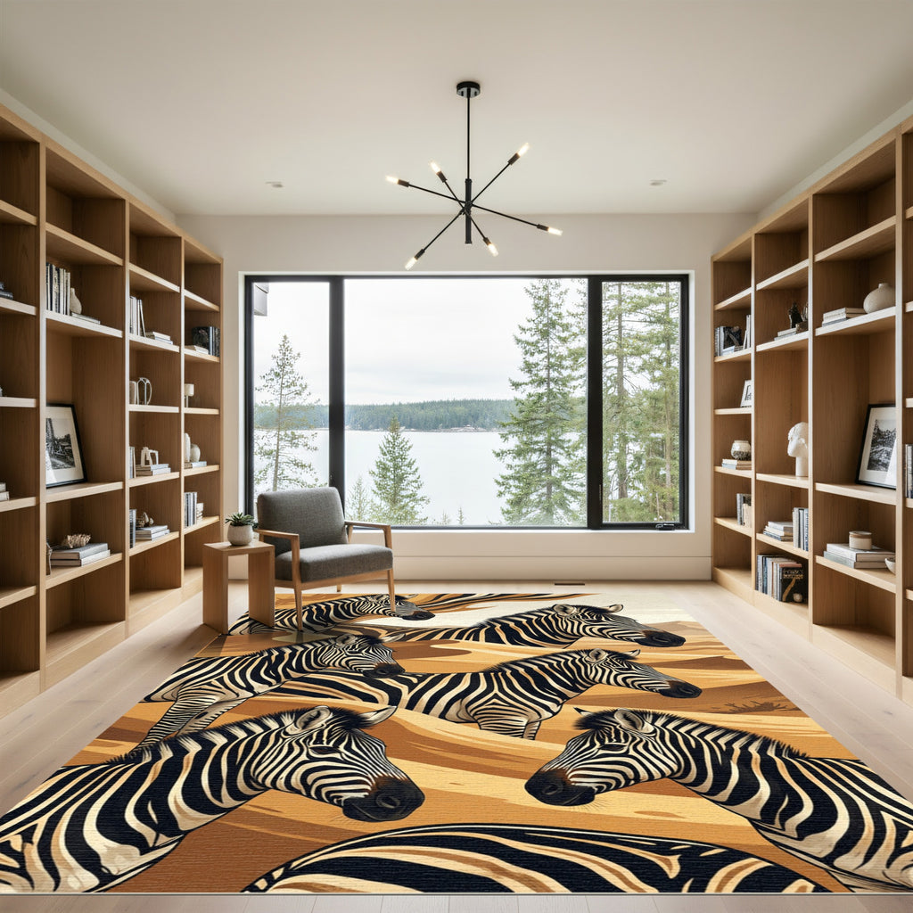 Abstract Zebra Herd Sand Dunes Art Rug