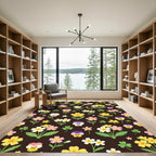 Whimsical Floral Garden Pansy Medley Rug