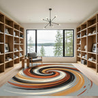 Modern Earthy Tone Spiral Vortex Rug
