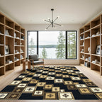 Golden Ethnic Symbols Mosaic Rug