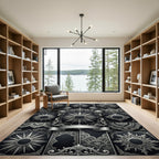 Ornate Silver Sunburst Lace Medallion Rug
