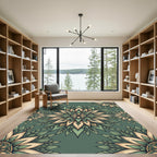 Sage Floral Medallion Boho Foliage Rug