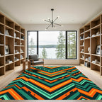 Geometric Zigzag Chevron Emerald Orange Rug