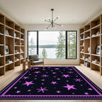 Vibrant Pink Starry Night Celestial Rug