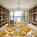 Golden Gemstone Abstract Shape Rug