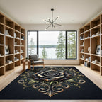 Black Rose Ornate Scroll Heart Rug