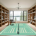 Minimalist Teal Athletic Court Grid Rug