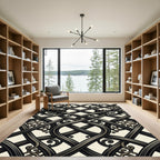 Ornate Charcoal Entwined Scrollwork Scroll Rug
