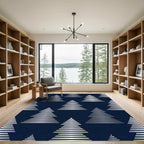 Silver Striped Minimalist Pine Forest Rug