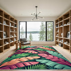 Vibrant Tropical Leaves Botanical Rug