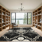 Monochrome Quatrefoil Damask Art Deco Tile Rug