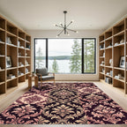 Pink Gold Damask Floral Scroll Rug