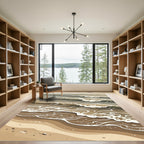 Modern Earthy Brown Abstract Ocean Wave Rug