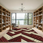 Crimson And Cream Woven Chevron Rug