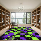 Neon Green and Purple Paint Splatter Rug
