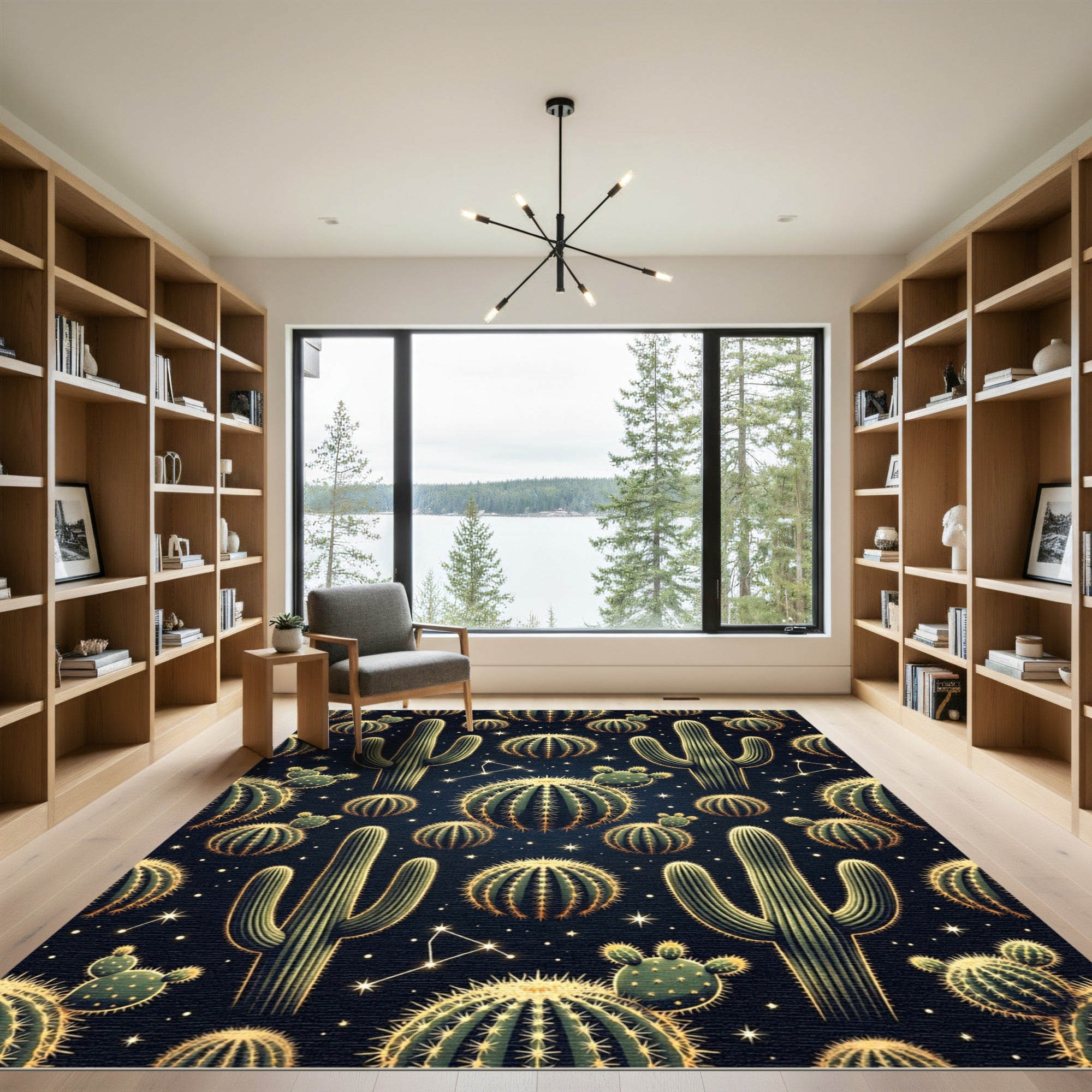 Night Sky Cactus Constellation Rug