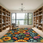 Radiant Golden Sunflower and Marigold Bouquet Rug