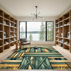 Rustic Sage and Ochre Barn Panel Rug