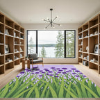 Field Of Purple Flowers With Grass Rug
