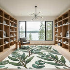 Lush Eucalyptus Leaf Botanical Garden Rug