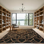 Elegant Bronze Clovers Interlocking Lattice Rug