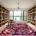 Vibrant Magenta Peony Garden Rug