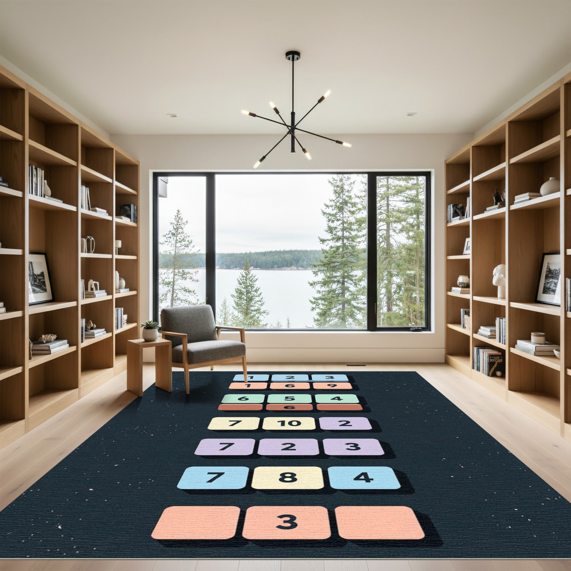 Modern Pastel Number Block Grid Rug