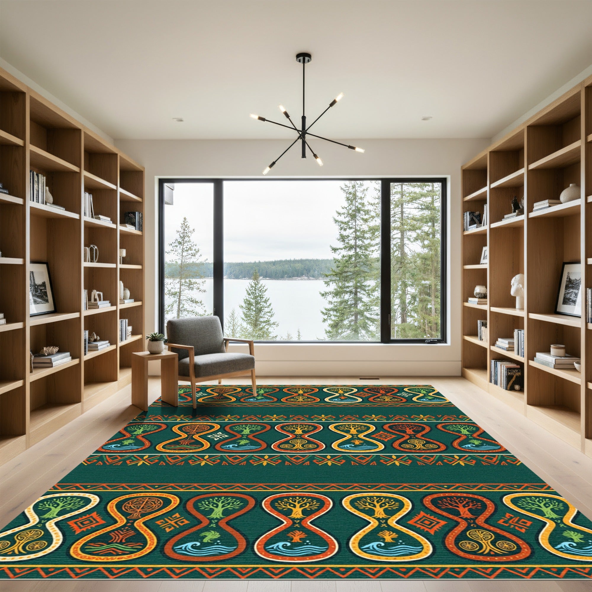 Emerald Green Tree Of Life Hourglass Rug