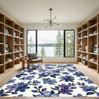 Deep Blue Purple Floral Branches Rug