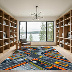 Isometric Urban Construction Site Graphic Rug
