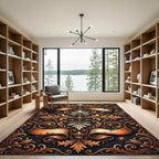 Ornate Copper Scroll Filigree Scrollwork Rug