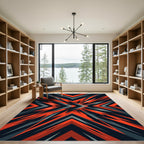 Dynamic Red And Charcoal Angular Abstract Rug