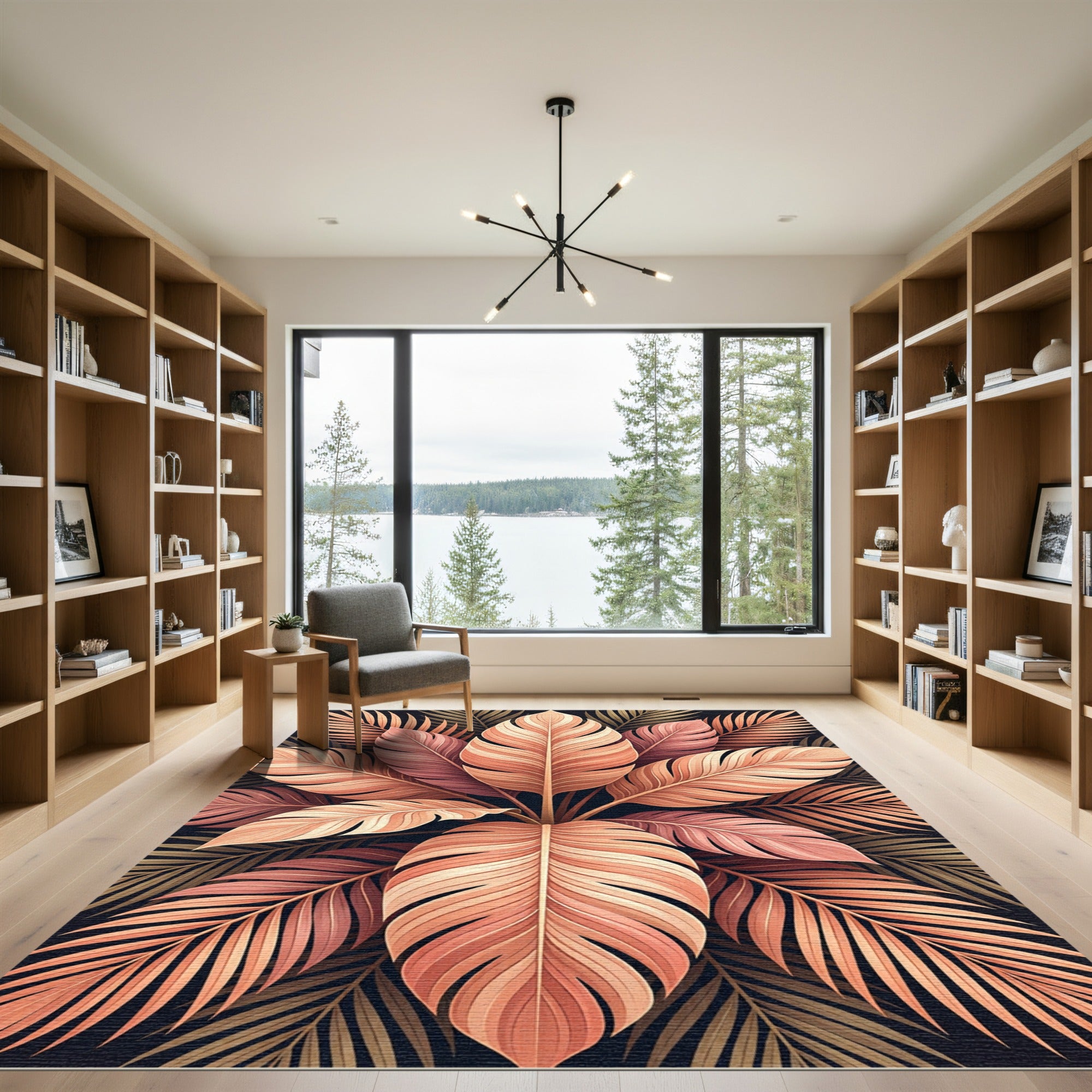 Terracotta Leaf Arrangement Tropical Rug