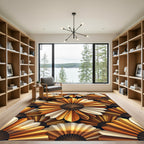 Golden Brown Fan Blossom Repeating Rug