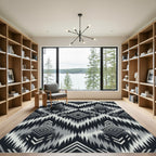Monochrome Diamond Tribal Ikat Rug