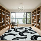 Modern Black Crescent Arch Rug