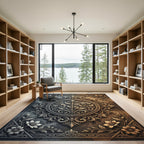 Dual Tone Floral Embellished Medallion Rug