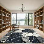 Monochrome Geometric Cracked Stone Mosaic Rug