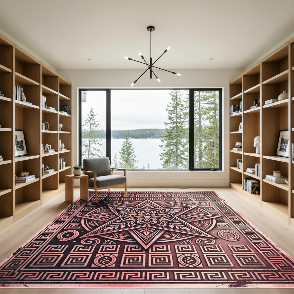 Vintage Rose Star Medallion Bordered Rug