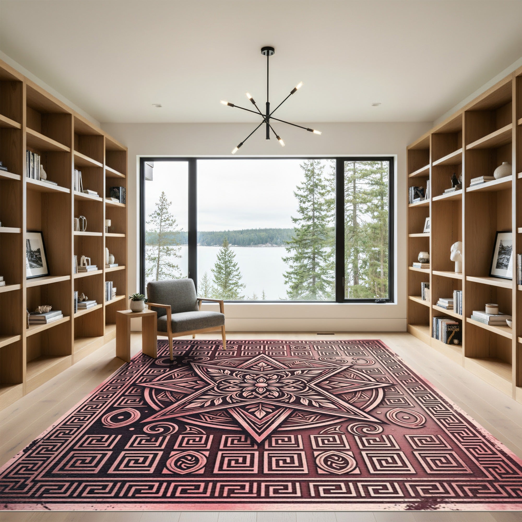 Vintage Rose Star Medallion Bordered Rug
