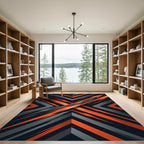 Bold Orange and Charcoal Geometric Arrow Rug
